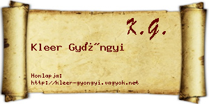 Kleer Gyöngyi névjegykártya